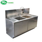 Two Basin Laboratory Medical Grade Stainless Steel Sinks With One Adjustable Faucet