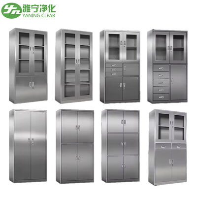 Roestvrijstalen 304 Medische Kast met Ingebouwd Gehard Glazen Raam en Vochtbestendig Ontwerp voor Gezondheidszorgfaciliteiten